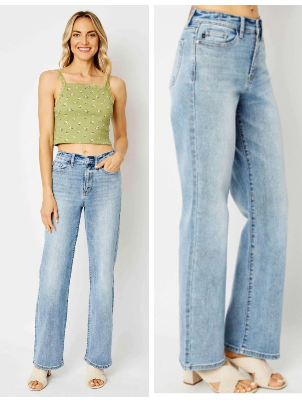 NWT The Judy Blue High Waist Light Wash Straight Jeans Light Wash Women's 11/31